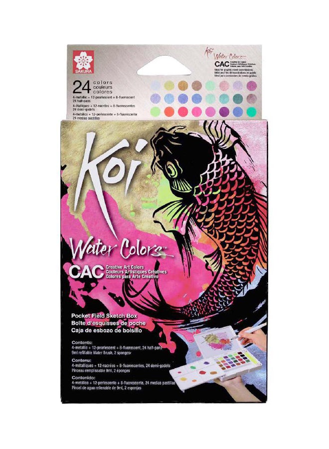 SAKURA 24 Colour Koi Creative Art Watercolour Set Multicolour  - Image 1