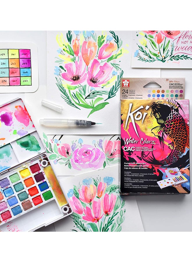 SAKURA 24 Colour Koi Creative Art Watercolour Set Multicolour  - Image 4