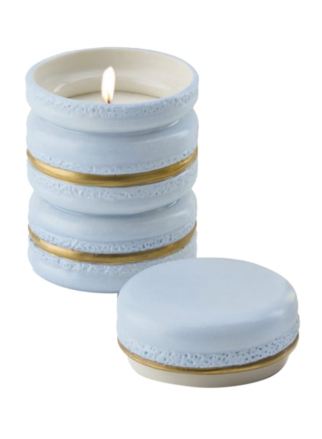 شمعة معطرة على شكل ماكرون صغير فيروزي/ذهبي 9x5.5سم - Image 1