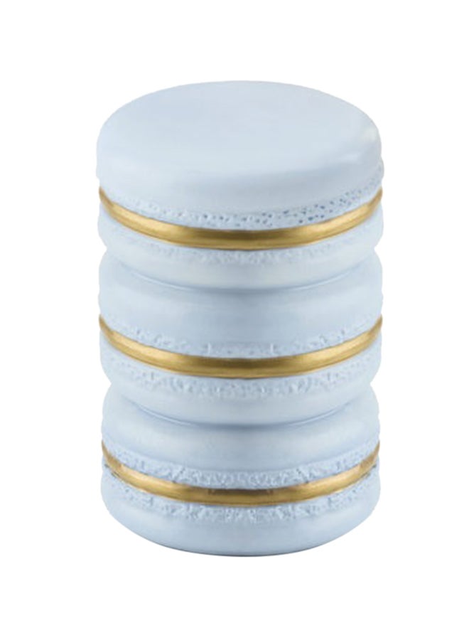 شمعة معطرة على شكل ماكرون صغير فيروزي/ذهبي 9x5.5سم - Image 2