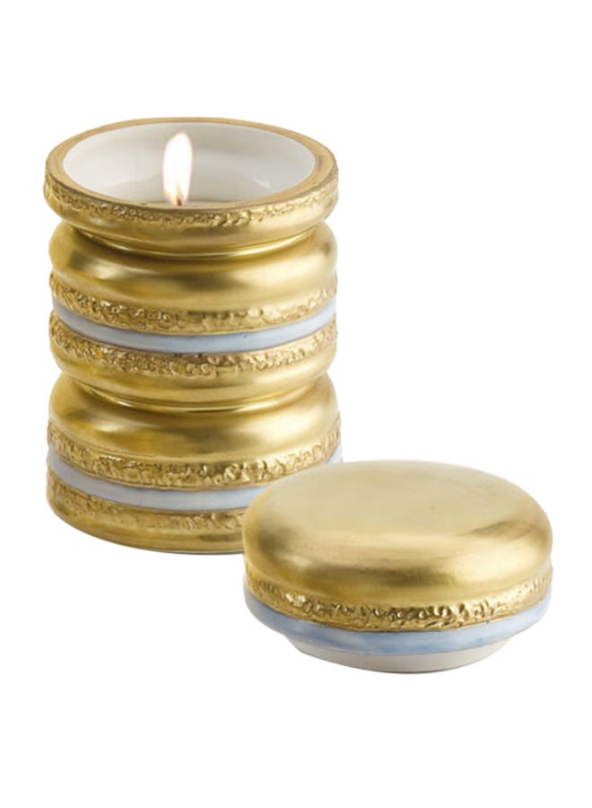 شمعة معطرة بيبي ماكرون ذهبي/ أزرق فاتح 9x5.5سم  - Image 1