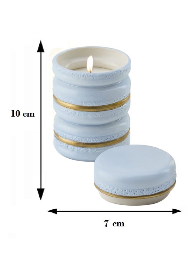 شمعة معطرة ماكارون أزرقذهبي 10x7سم  - Image 3