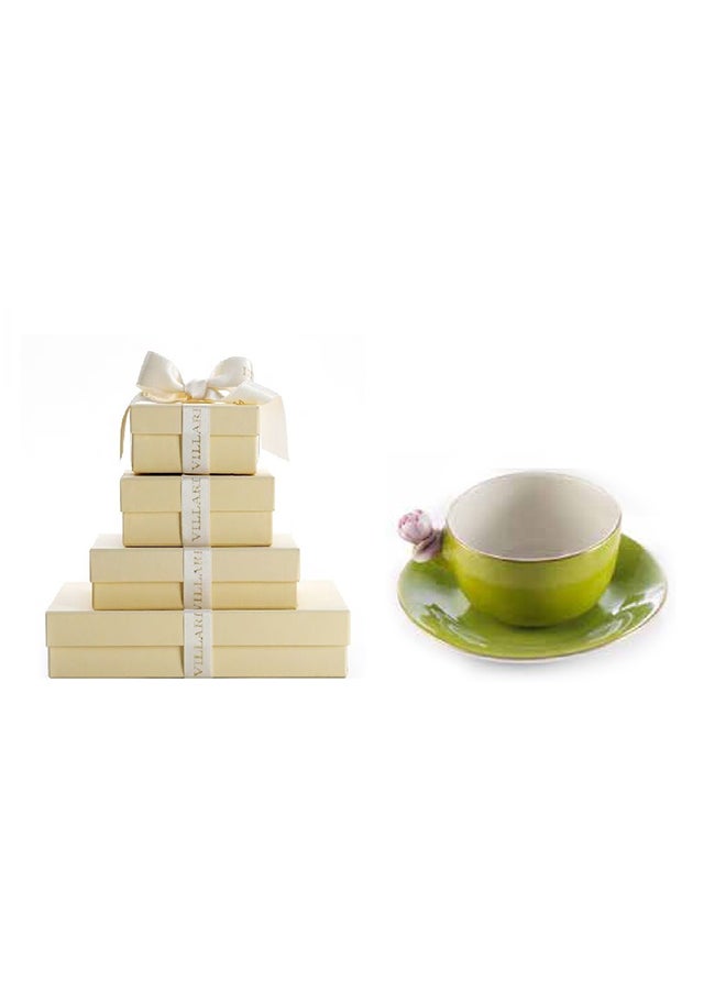 Coffee Cup With Rose And Saucer Acid Green Lilac 5X12cm - Image 3