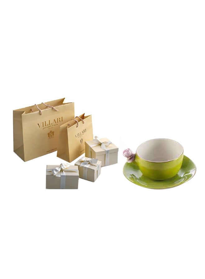 Coffee Cup With Rose And Saucer Acid Green Lilac 5X12cm - Image 4