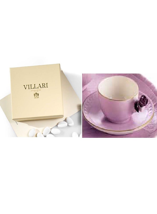 Coffee Cup With Rose And Saucer Lilac Plum 5X12cm - Image 2