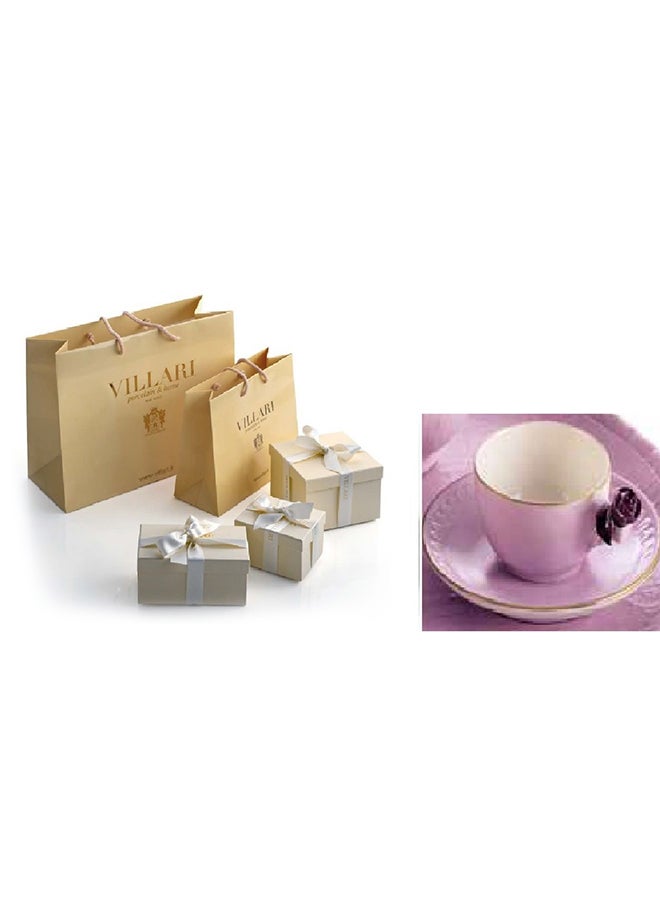 Coffee Cup With Rose And Saucer Lilac Plum 5X12cm - Image 3