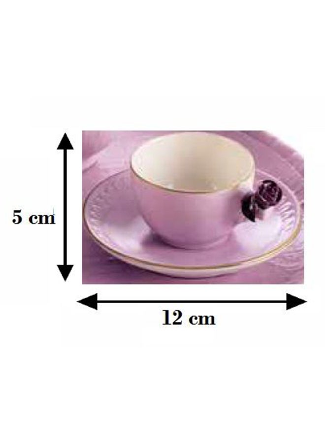 Coffee Cup With Rose And Saucer Lilac Plum 5X12cm - Image 5
