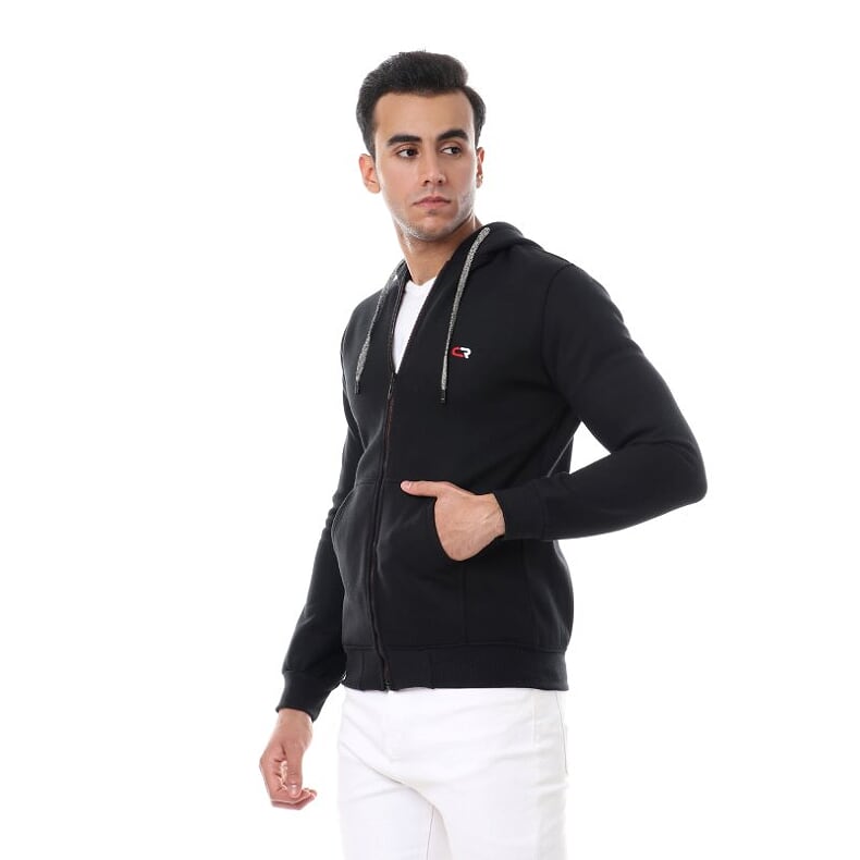Caesar - Solid Regular Fit Hoodie Sweatshirt black - Image 1