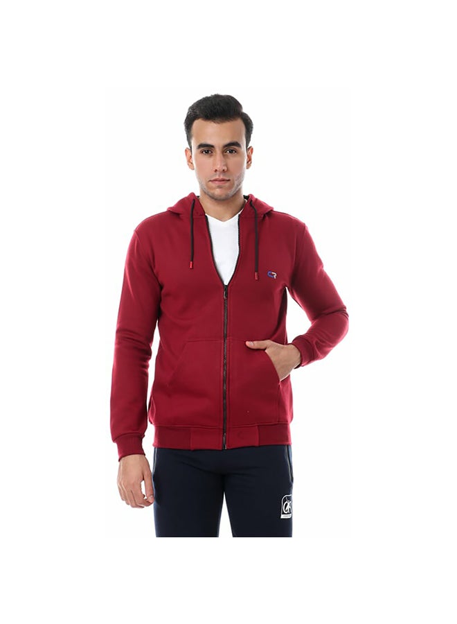Caesar Solid Regular Fit Hoodie Sweatshirt burgundy  - Image 1