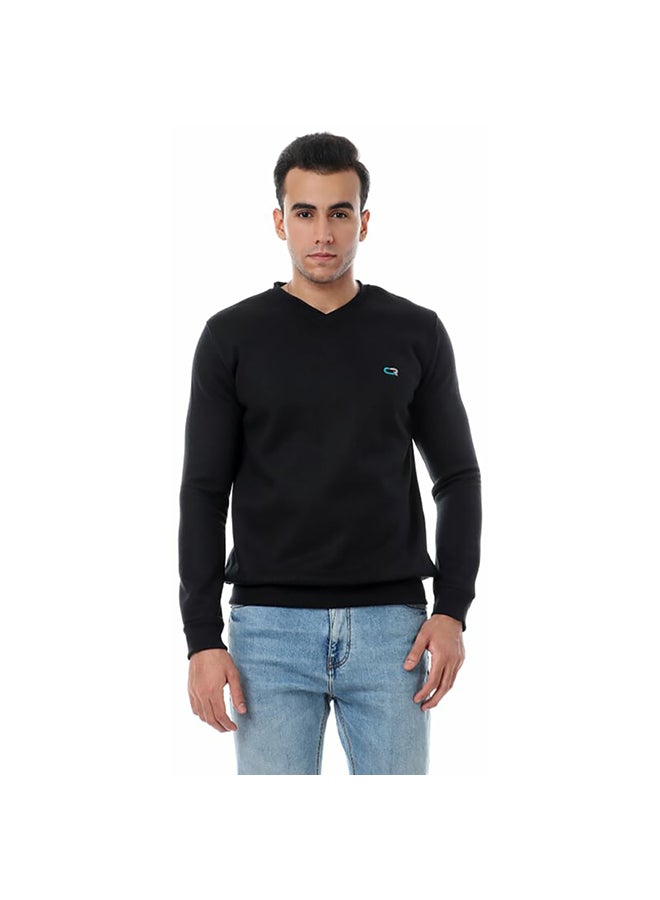 Caesar Solid Regular V-Neck Sweatshirt black  - Image 1