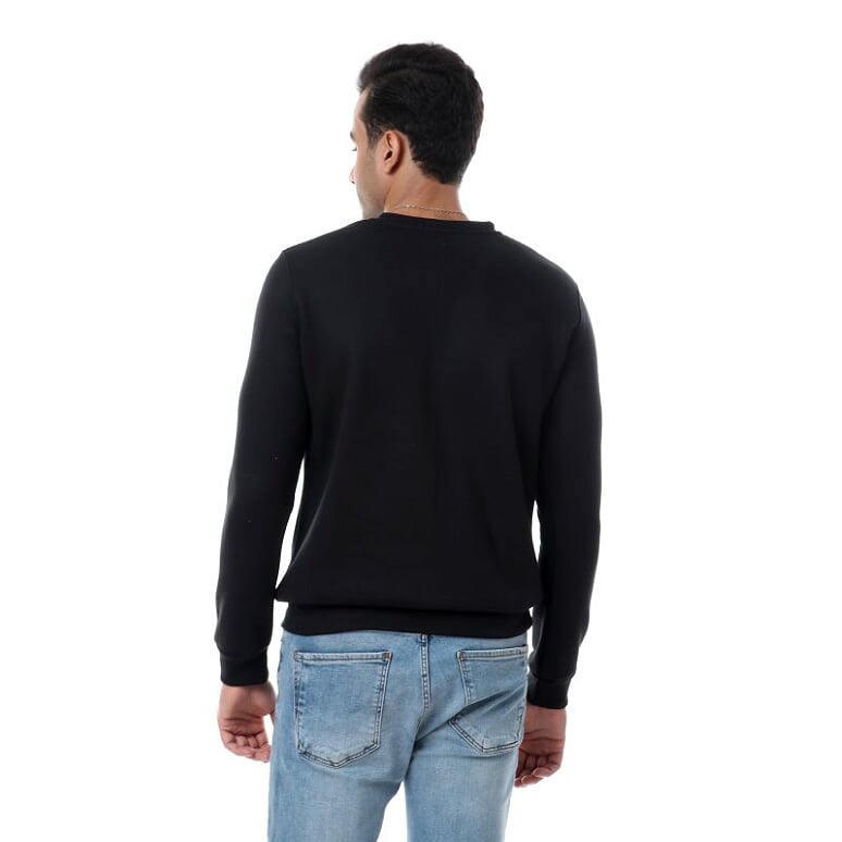 Caesar Solid Regular V-Neck Sweatshirt black  - Image 3