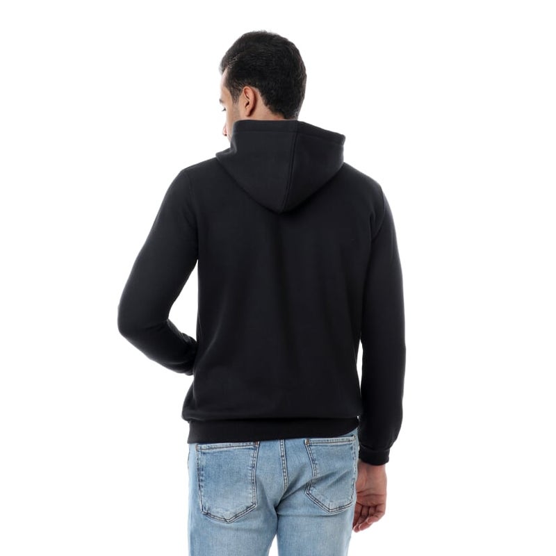 Caesar Solid Regular Fit Hoodie Sweatshirt black - Image 3
