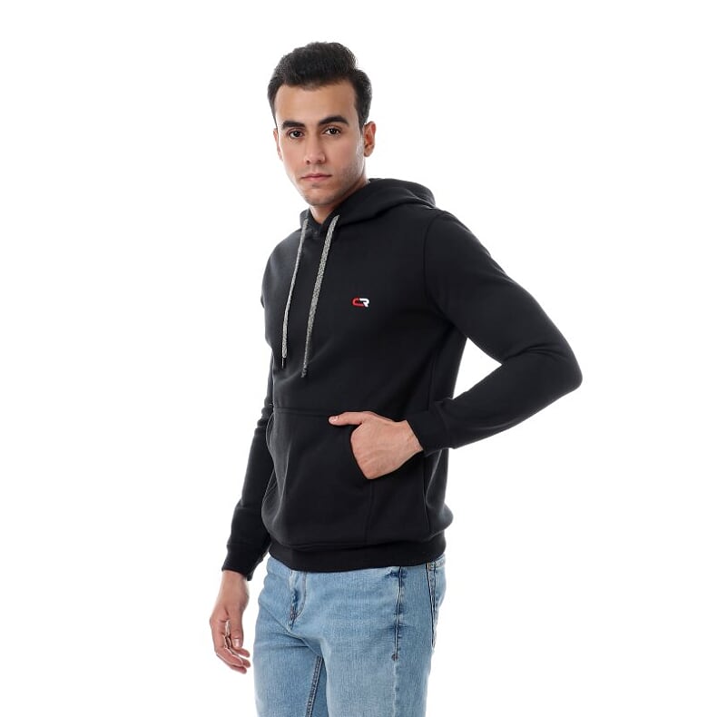 Caesar Solid Regular Fit Hoodie Sweatshirt black - Image 2