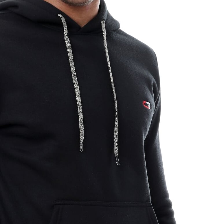 Caesar Solid Regular Fit Hoodie Sweatshirt black - Image 4