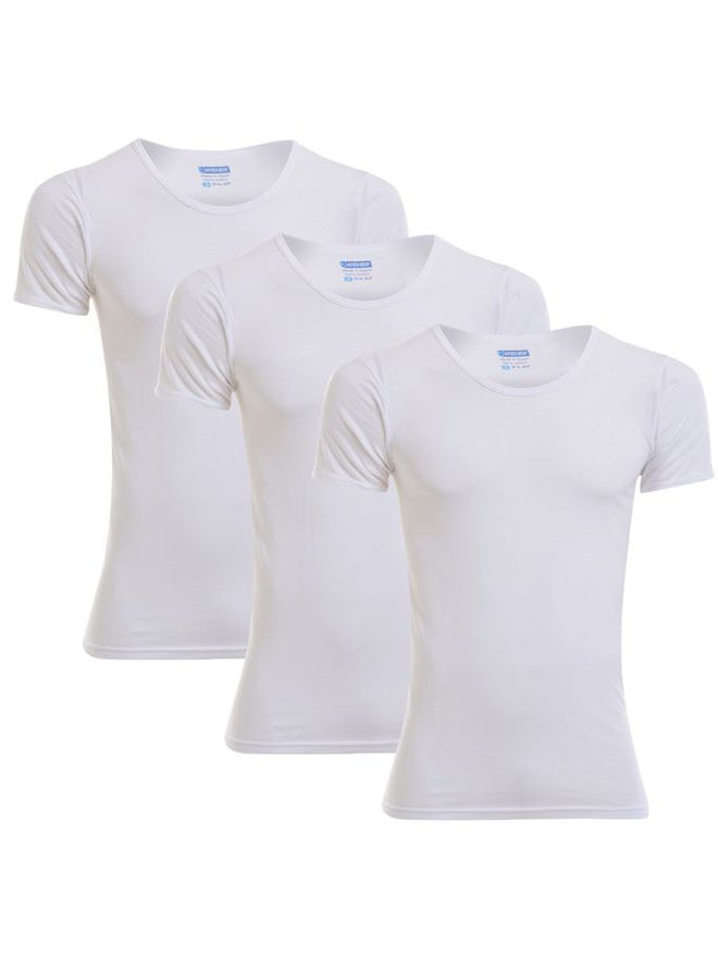 embrator 3-piece Cotton Round Neck Short Sleeve Tank Top Undershirts White  - Image 1