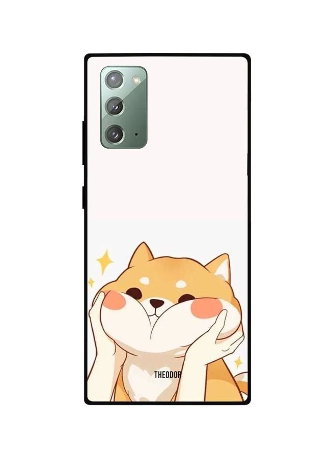 ثيودور غطاء حماية بطبعة قطة صغيرة لهاتف سامسونج جالاكسي نوت 20 . أبيض/ أصفر/ بيج