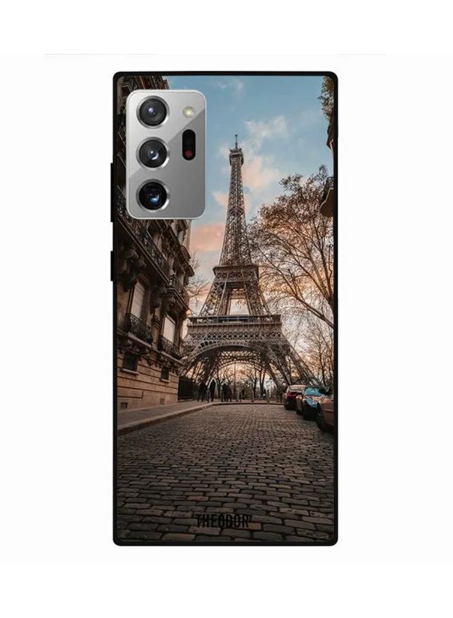 Eiffel Tower Printed Case Cover For Samsung Galaxy Note20 Ultra Brown/Blue