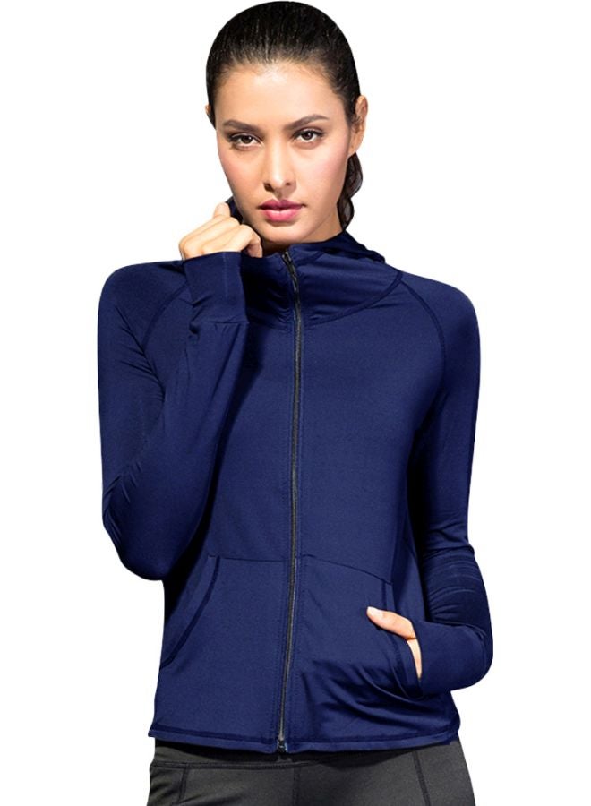Full-Zippered Running Jacket Dark Blue  - Image 1
