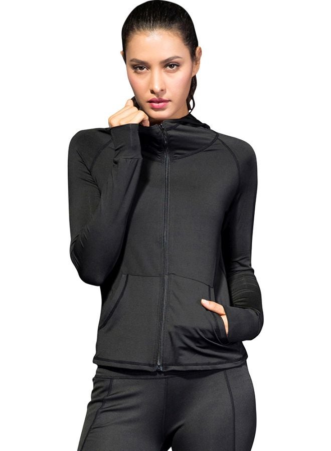 Full-Zippered Running Jacket Black - Image 1