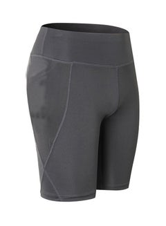 High Waist Pocket Detail Workout Shorts Dark gray