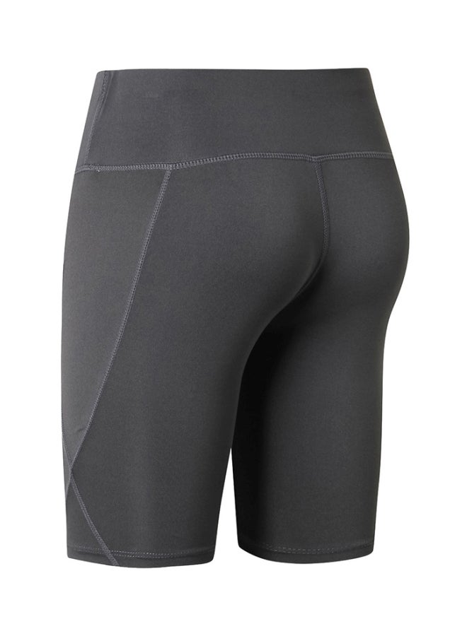 Generic - High Waist Pocket Detail Workout Shorts Dark gray - Image 1