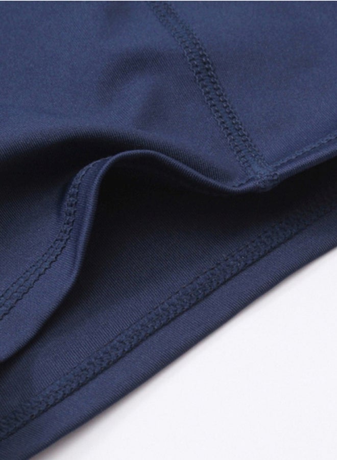High Waist Side Pockets Details Yoga Shorts Dark blue