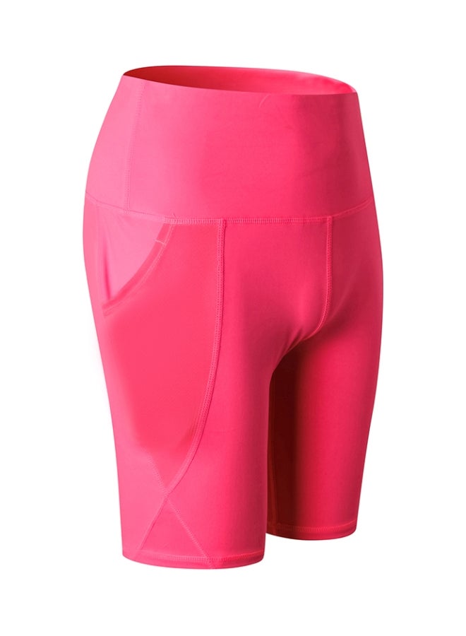 Solid Pocket Detailed Shorts Rose  - Image 1