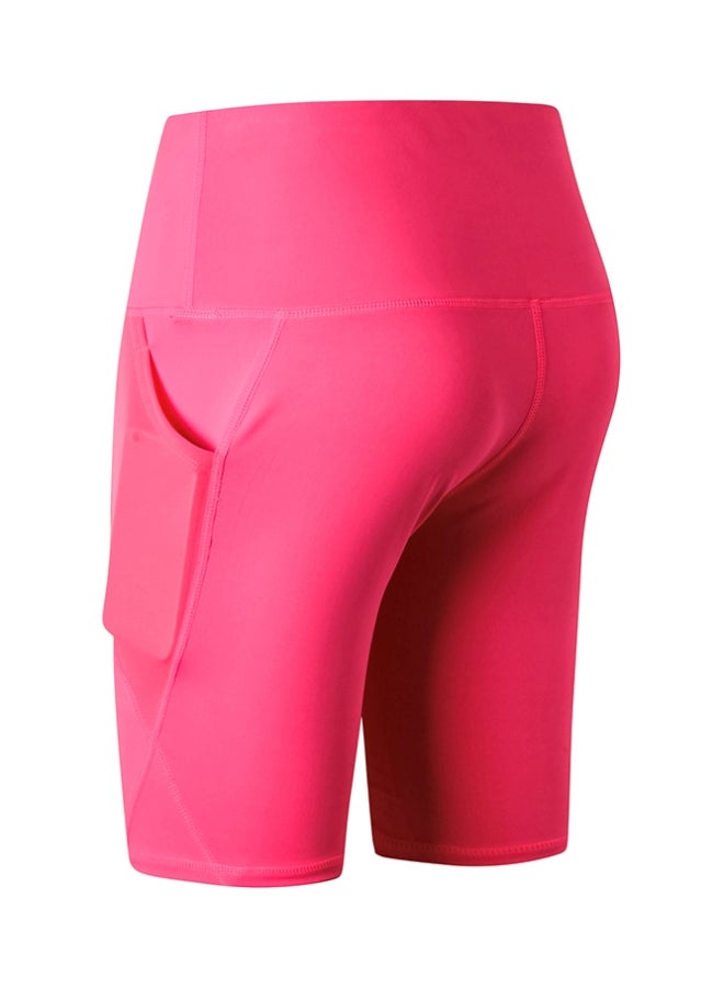 Solid Pocket Detailed Shorts Rose  - Image 2