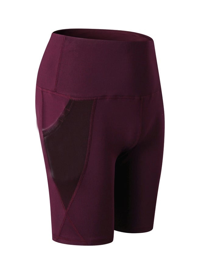 Solid Pocket Detailed Shorts Burgundy  - Image 1
