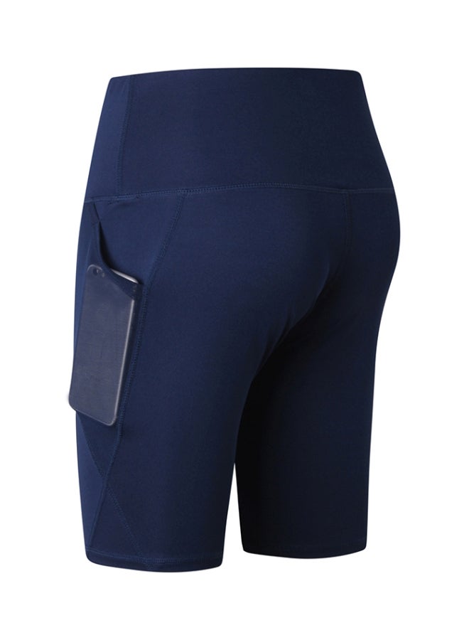 Solid Pocket Detailed Shorts Dark Blue  - Image 2