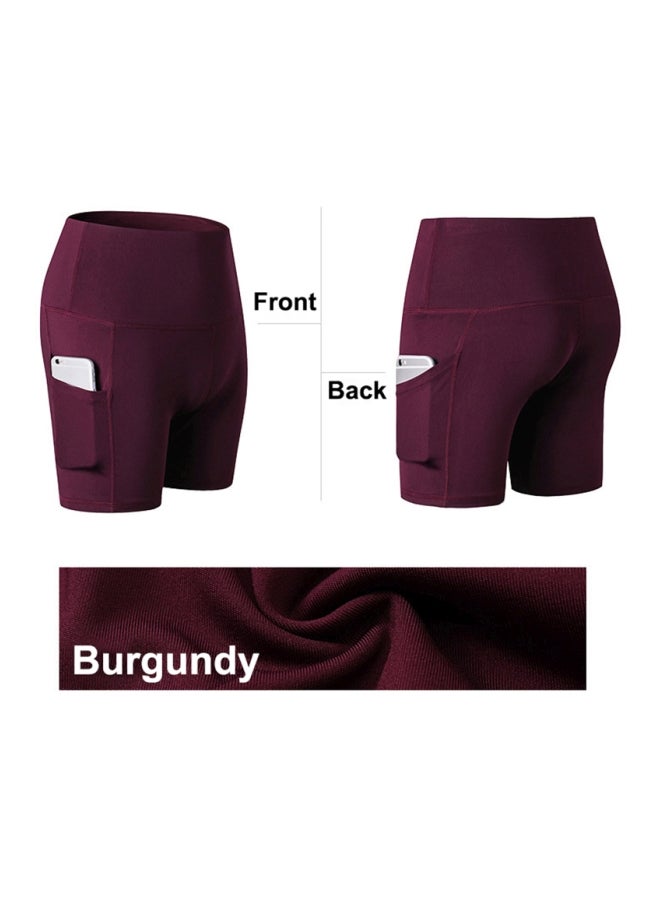 شورت سادة مزين بجيوب خمري - Image 4