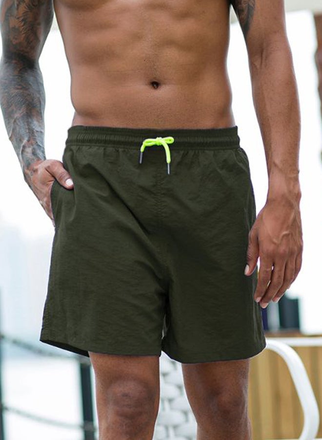 Generic - Solid Pocket Detailed Shorts Dark Green - Image 1