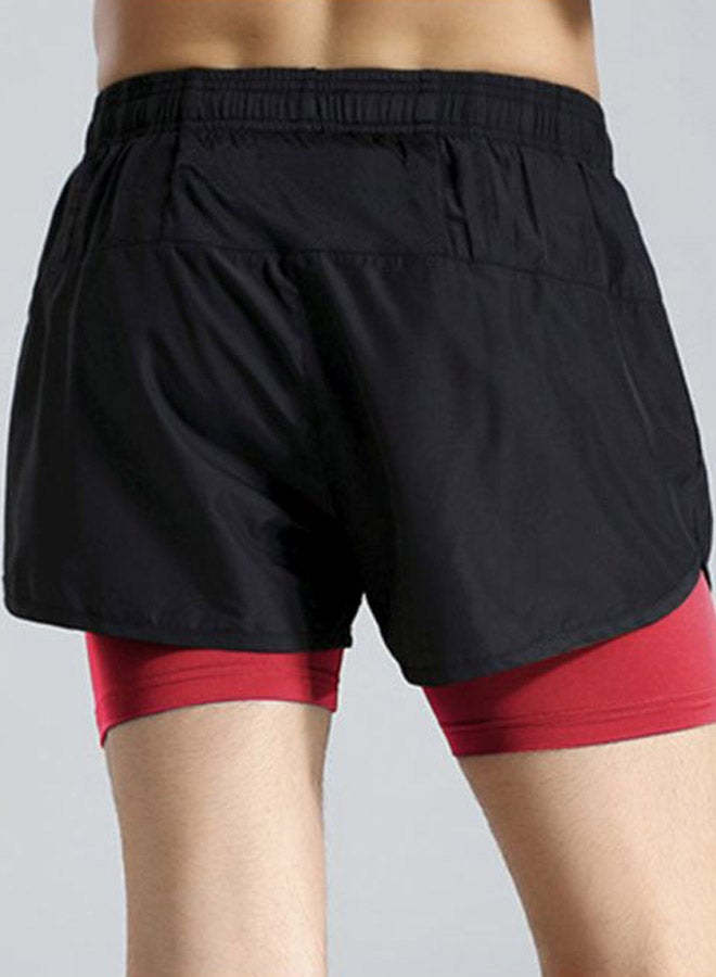 2-In-1 Quick Dry Running Shorts Black/Red  - Image 2