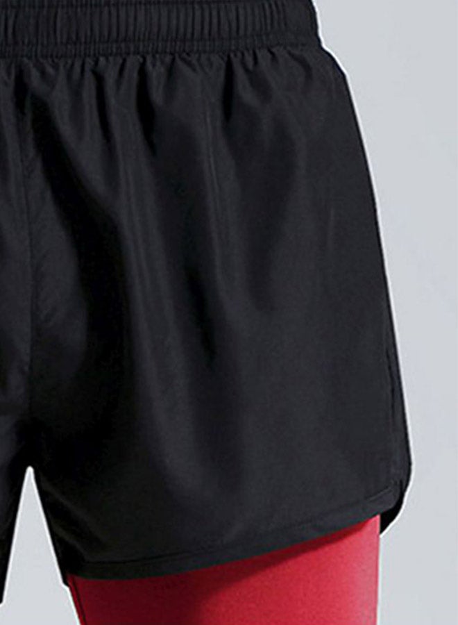 2-In-1 Quick Dry Running Shorts Black/Red  - Image 3