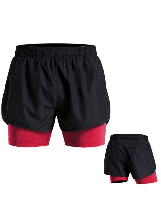 2-In-1 Quick Dry Running Shorts Black/Red  - Image 5