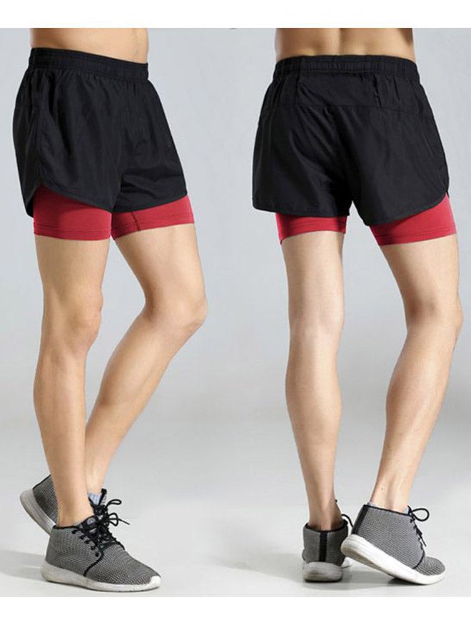 2-In-1 Quick Dry Running Shorts Black/Red  - Image 4