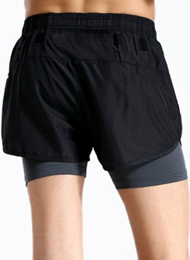 2-In-1 Quick Dry Running Shorts Black/Grey