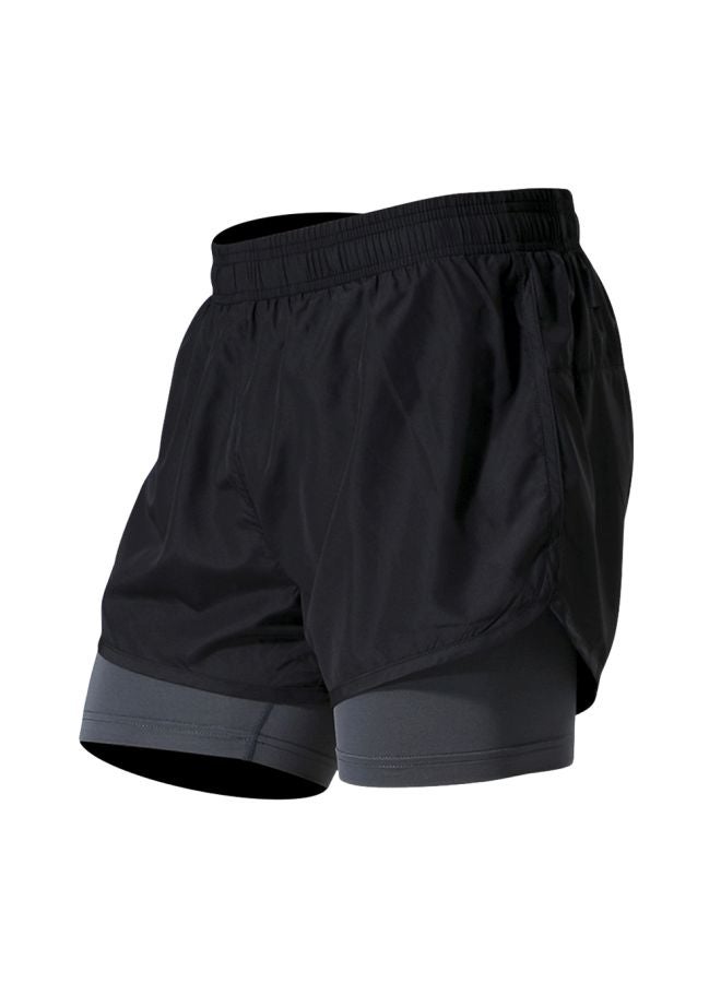 2-In-1 Quick Dry Running Shorts Black/Grey