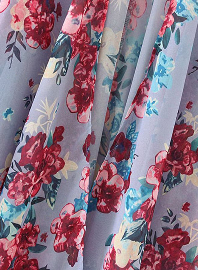 Floral Printed Cover Up Grey/Red/Blue  - Image 3