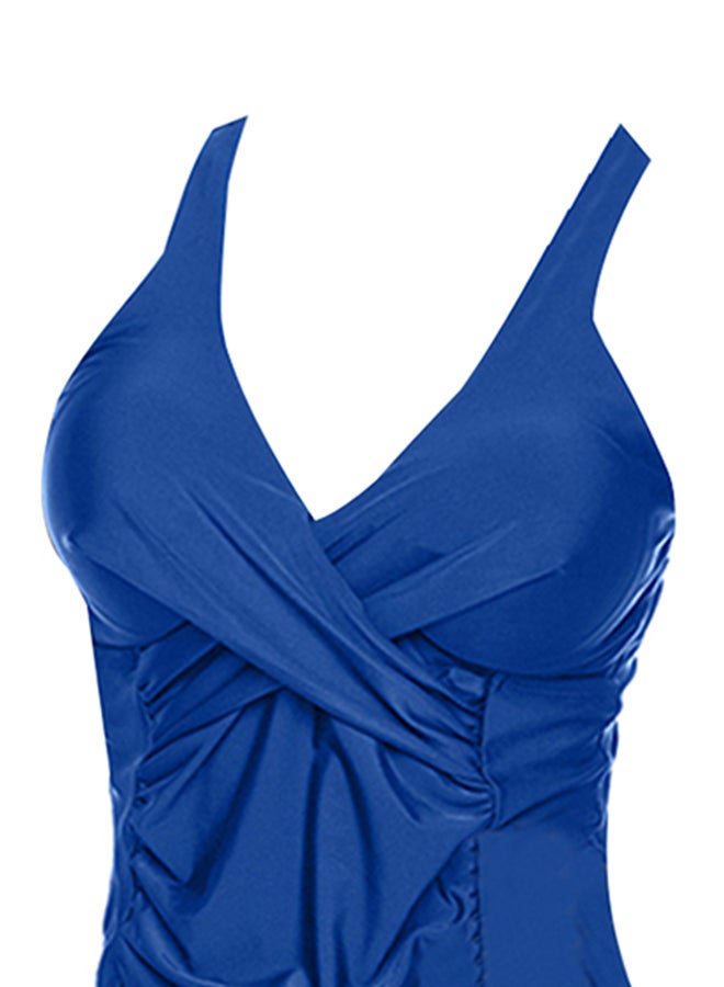 Solid Ruffle Design Bikini Set Royal Blue - Image 2