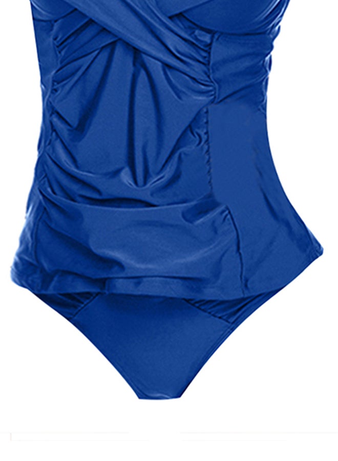 Solid Ruffle Design Bikini Set Royal Blue - Image 3
