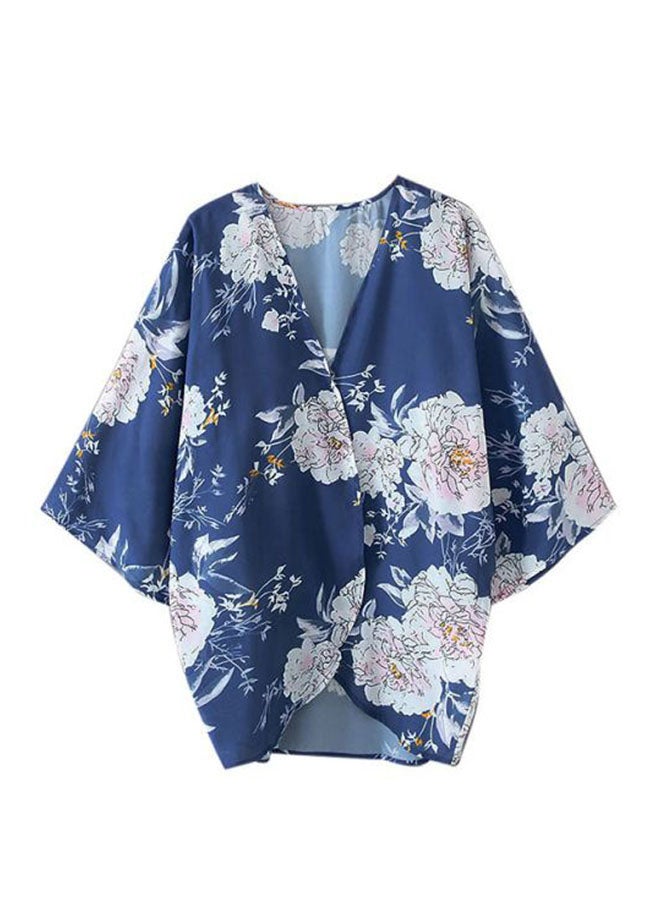 Floral Printed Cover Up Blue/White - Image 1