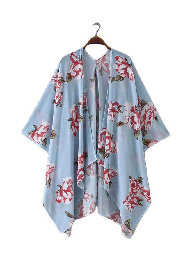 Floral Printed Cover Up Light Blue/Red/White - Image 1