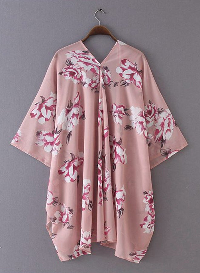Floral Printed Cover Up Pink/White - Image 3