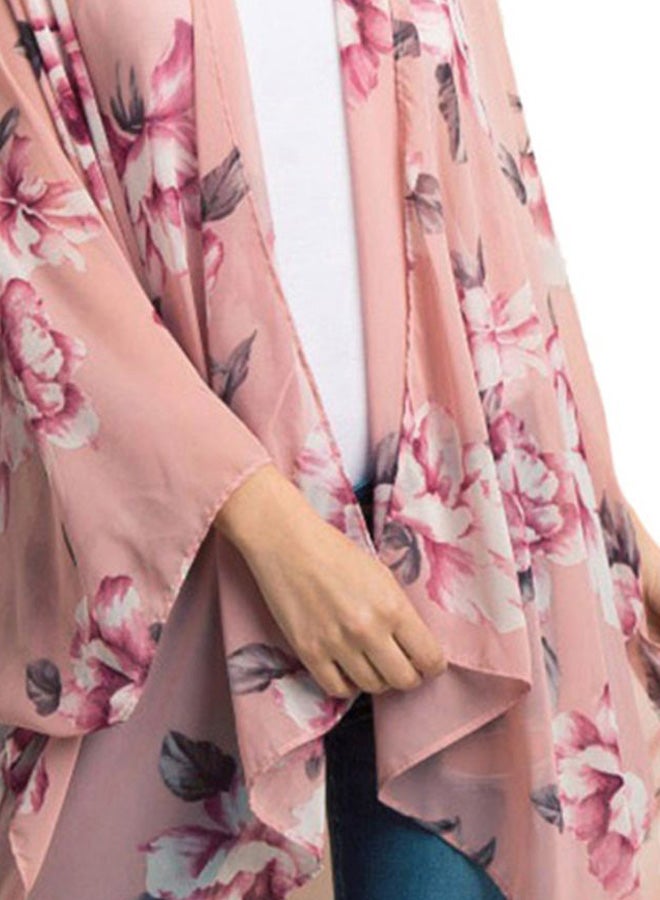 Floral Printed Cover Up Pink/White - Image 4