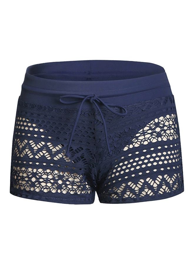 Lace Detailed Swim Shorts Dark Blue  - Image 1
