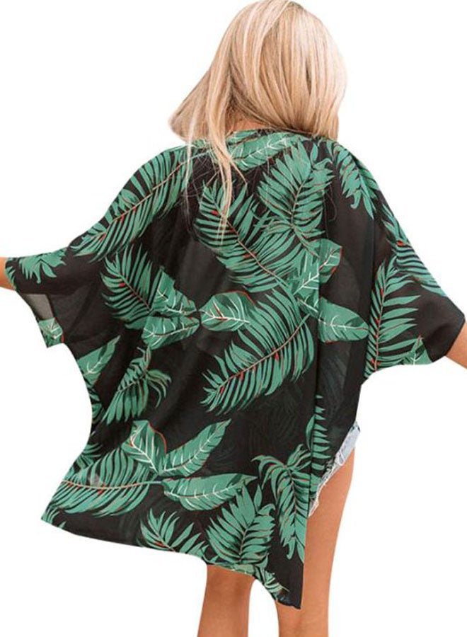 Leaves Printed Cover Up Black/Green  - Image 2