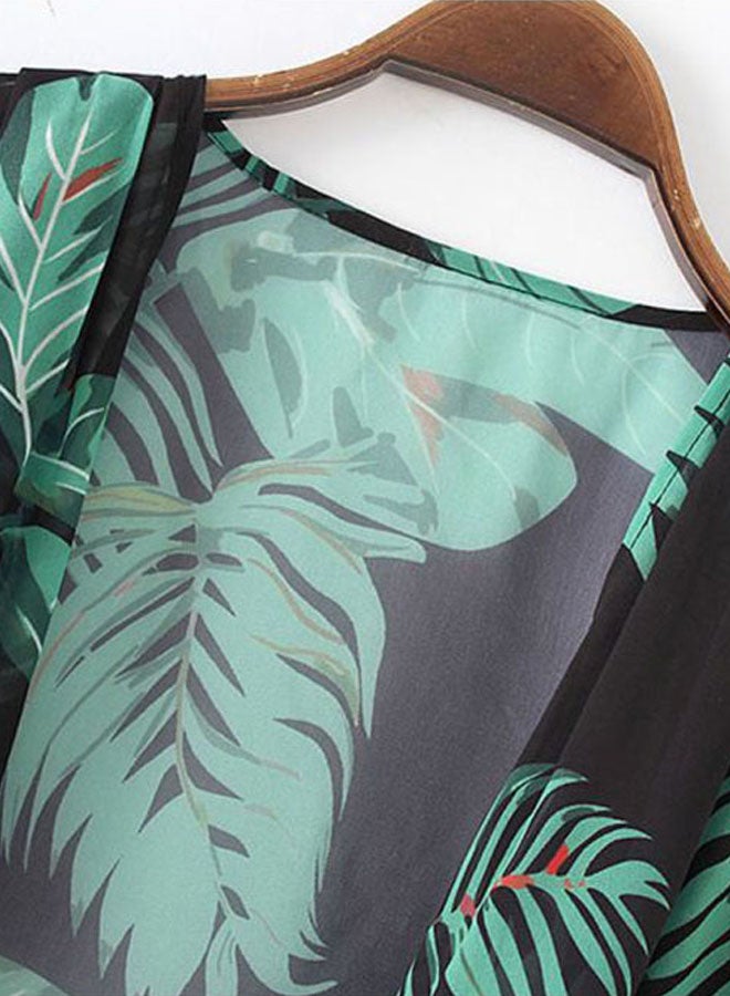 Leaves Printed Cover Up Black/Green  - Image 3