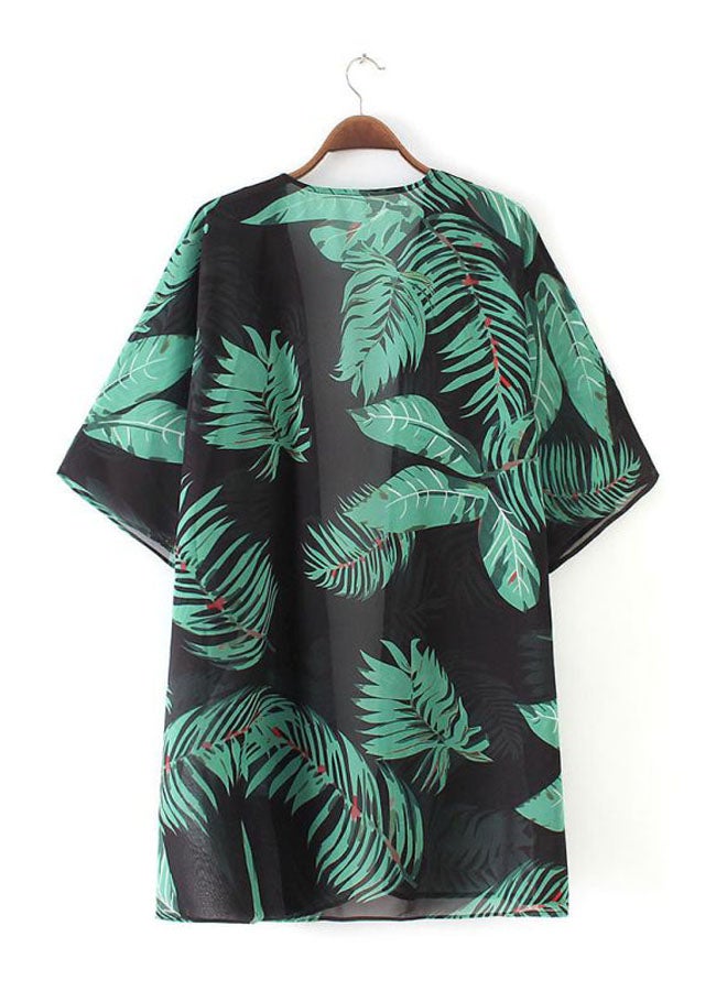 Leaves Printed Cover Up Black/Green  - Image 4