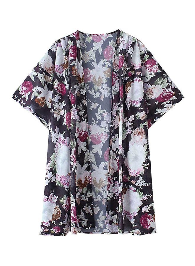 Floral Printed Cover Up Black/Pink/White  - Image 1